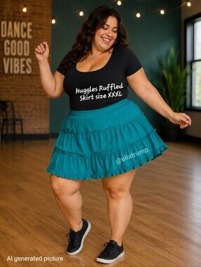 Green Nuggles Claire Ruffle Rayon Skirt Women's XXXL see below